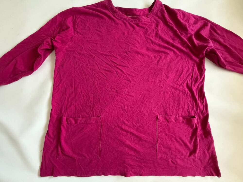 Vintage Partners Woman Top 2X Magenta Cotton Long Sleeve Y2K Boho Top
